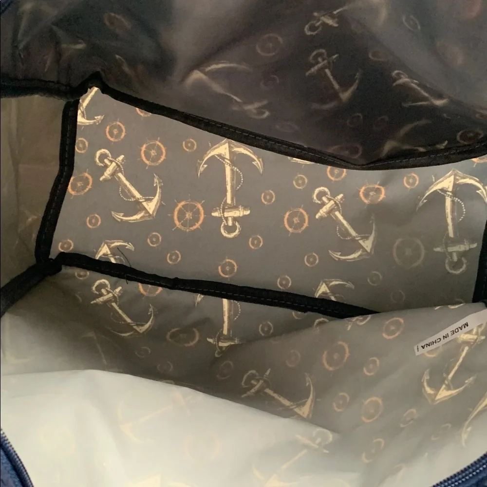 Navy Anchor Print Tote Bag